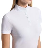 CAVALLERIA TOSCANA WOMEN'S SHORT-SLEEVED COMPETITION POLO with BUTTONS