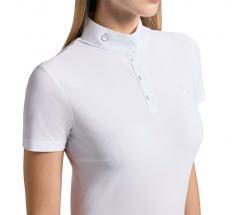 CAVALLERIA TOSCANA WOMEN'S SHORT-SLEEVED COMPETITION POLO with BUTTONS - 9681