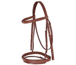 EQUESTRO DECO ENGLISH BRIDLE ITALIAN LEATHER MODEL STITCHING BROWBAND - 2340