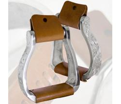 WESTERN ALUMINIUM STIRRUPS LEATHER COVERED AND DECORATION - 5171