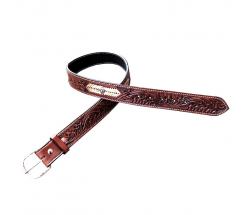 POOL’S WESTERN LEATHER BELT model FLOWER RAWHIDE - 4134