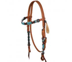 WESTERN BRIDLE LEATHER WITH NAVAJO BEADS - 4338