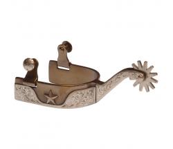 WESTERN SPURS IN BURNISHED IRON CON WITH SLIVER AND STAR DECORATIONS - 5132