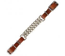 LEATHER CURB STRAP WITH DOUBLE CHAIN - 4512